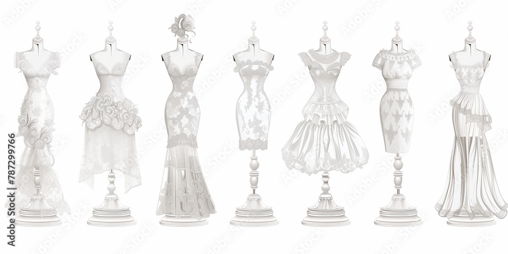 Vector illustration of beautiful retro clothing on mannequins. Vector illustration of beautiful retro clothing on mannequins.