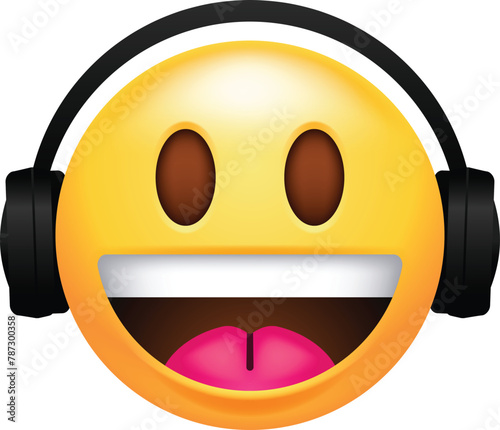 Smiling Face Wearing Headphones Emoji Icon