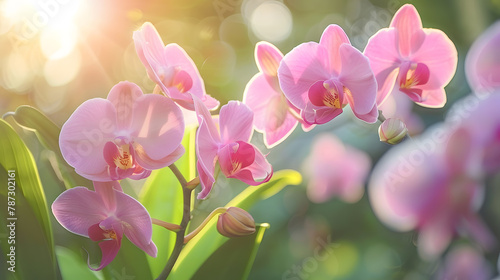 Beautiful pink orchid    phalaenopsis in the garden   Generative AI