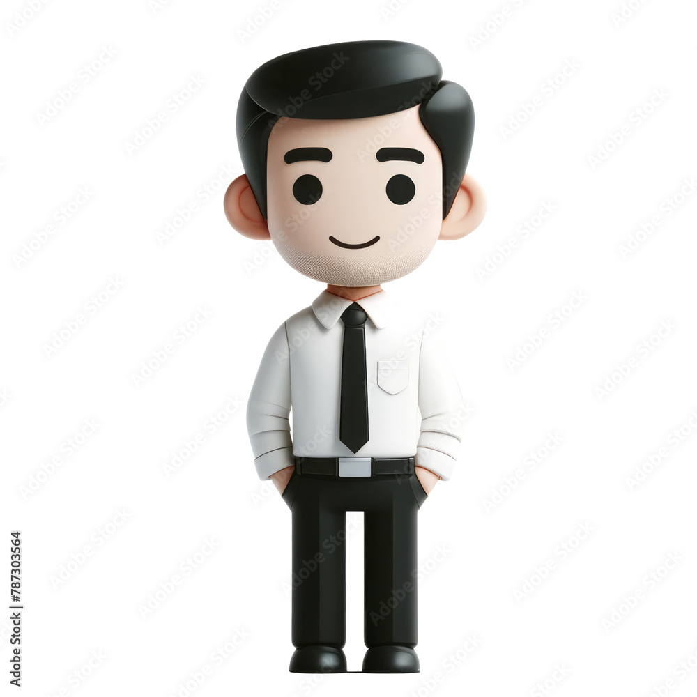 A teacher wearing a white shirt and black tie is smiling. He is standing in front of a white background, Teachers’ Day, clipart, 3d render,isolate on white background. A teacher wearing a white shirt and black tie is smiling. He is standing in front of a white background, Teachers’ Day, clipart, 3d render,isolate on white background.