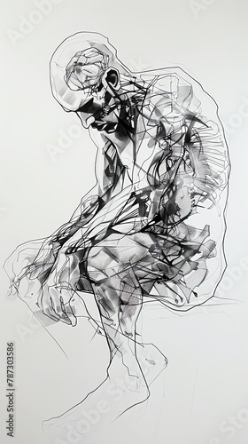 Traditional Art Medium, Craft a detailed pen and ink drawing of a translucent human at eye-level angle, focusing on intricate linework to depict the delicate transparency of the figure, Emphasize the