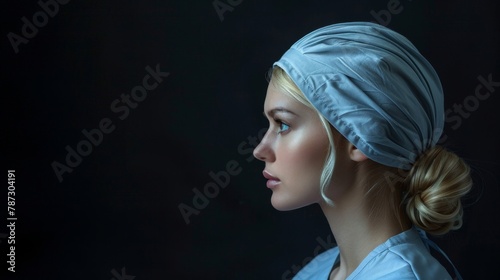 a woman with a turban on her head