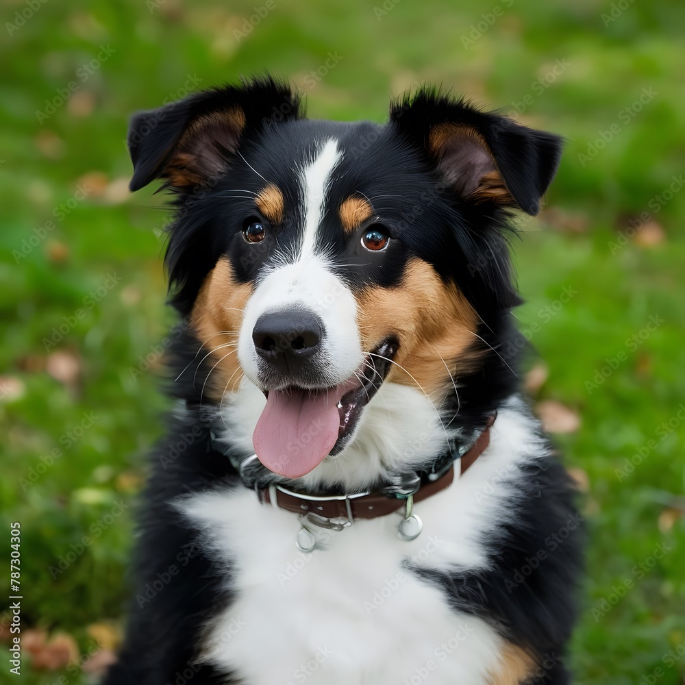 A charming, playful dog, is captured in this photograph. With a wagging tail and a joyful expression, dog has a fluffy coat and bright, curious eyes