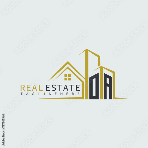 OA initial monogram logo for real estate with home shape creative design.