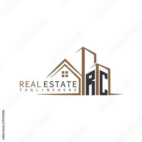 RC initial monogram logo for real estate with home shape creative design.