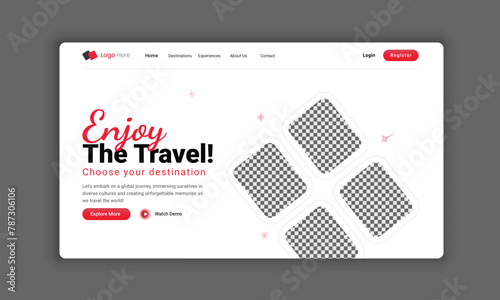 Website header design for a travel agency or travel  landing page template, hero section design for a travel business (ID: 787306106)