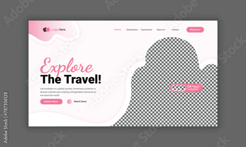 Website header design for a travel agency or travel  landing page template, hero section design for a travel business (ID: 787306128)