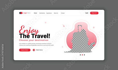 Website header design for a travel agency or travel  landing page template, hero section design for a travel business (ID: 787306136)
