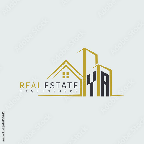 YA initial monogram logo for real estate with home shape creative design.