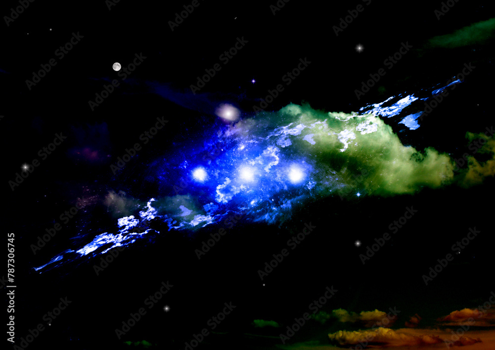 galaxy in a free space. 3D rendering