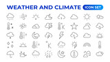 Weather icons. forecast icon set. Clouds logo. , clouds, sunny day, moon. Vector illustration. Weather icons for the web. Forecast weather flat symbols. Pictogram vector set.