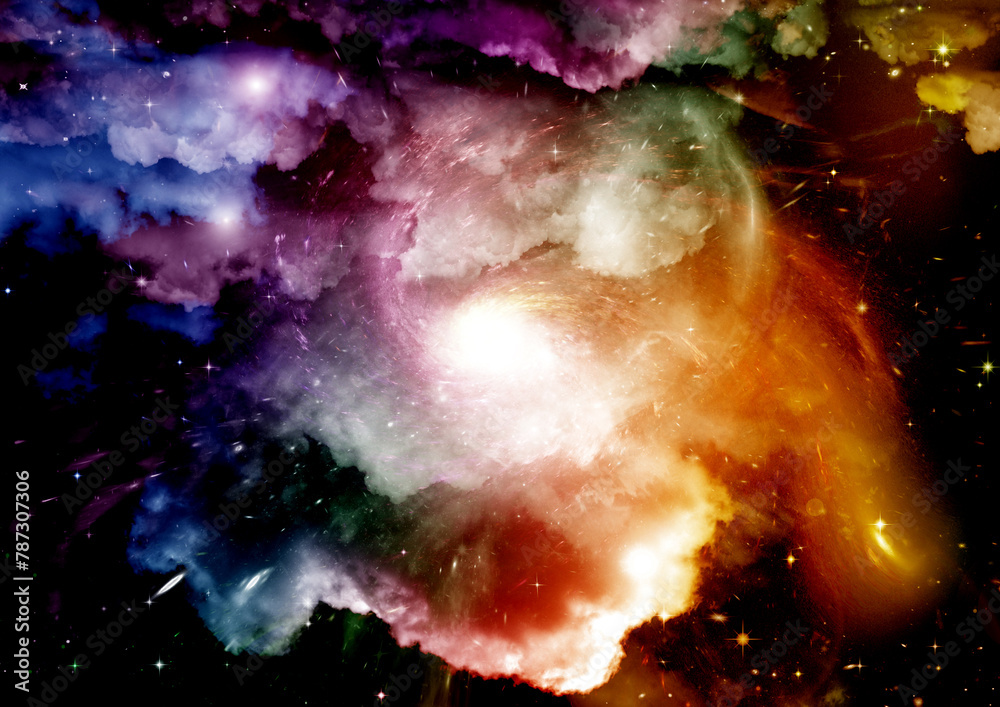 galaxy in a free space. 3D rendering