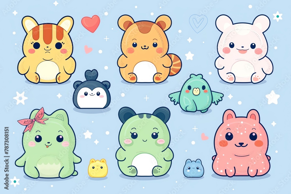 Fototapeta premium cartoon, kawaii, flat design
