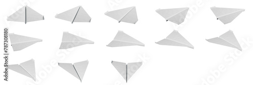 Paper airplane from different angles, 360-degree view, white paper, sprites photo