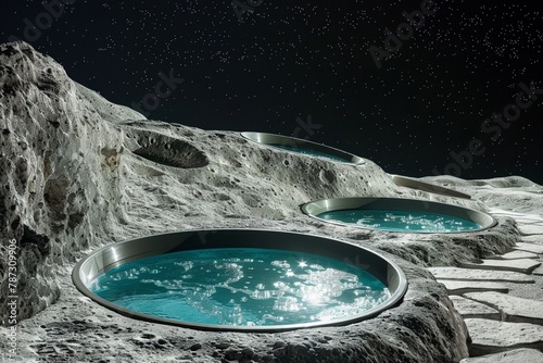 A moon where the craters are perfectly round swimming pools filled with mineral water  enticingly cool