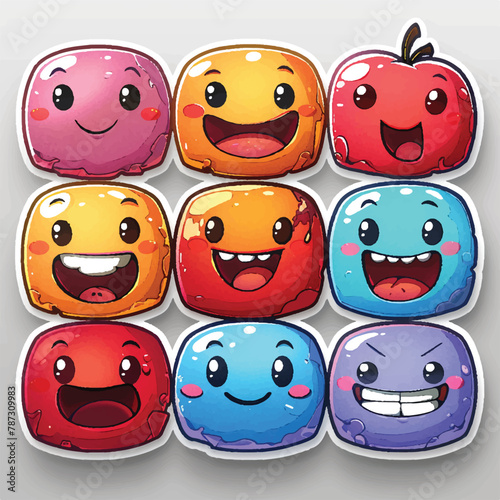 vector stickers cute emoticons