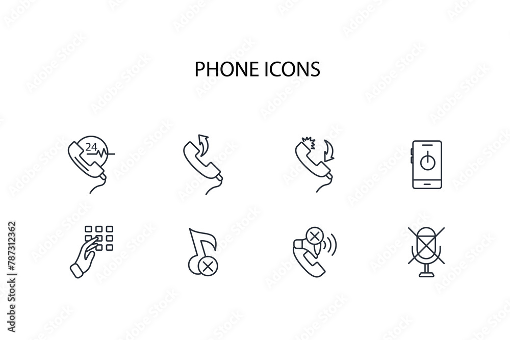 Phone icon set.vector.Editable stroke.linear style sign for use web design,logo.Symbol illustration. Phone icon set.vector.Editable stroke.linear style sign for use web design,logo.Symbol illustration.
