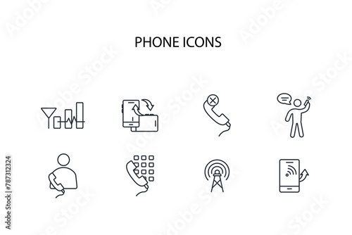 Phone icon set.vector.Editable stroke.linear style sign for use web design,logo.Symbol illustration. photo
