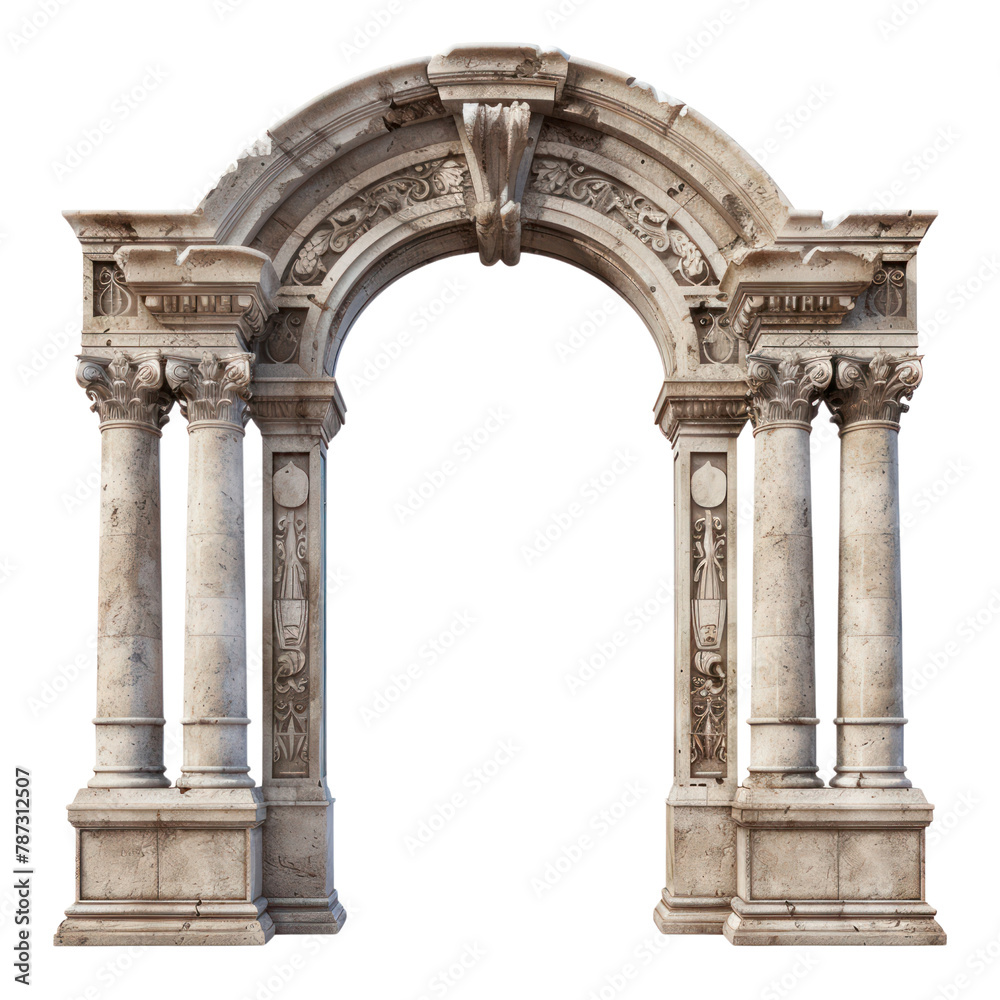 Naklejka premium Roman Arch of Roman Art isolated on transparent png.