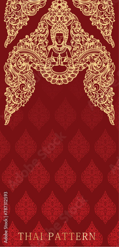 Thai pattern art thai angel literature thai red and gold