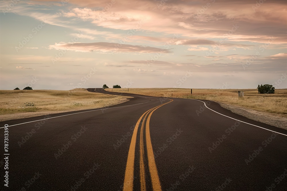 asphalt road stretching into the horizon