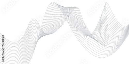 Modern white flowing wave lines. Black lines and white background. Futuristic technology and sound wave lines background. Abstract wave lines for banner, wallpaper background.