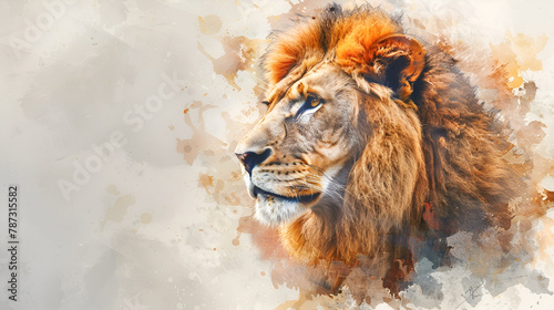 portrait of a lion in aquarelle style ai generated
