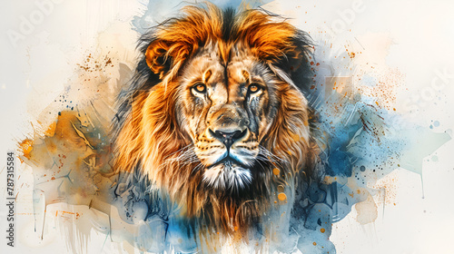 portrait of a lion in aquarelle style ai generated