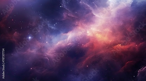 Colorful Starry Space, Milky Way Galaxy, Dark Night Sky, Nebulae, and Cosmos Universe Background Wallpaper © RBGallery
