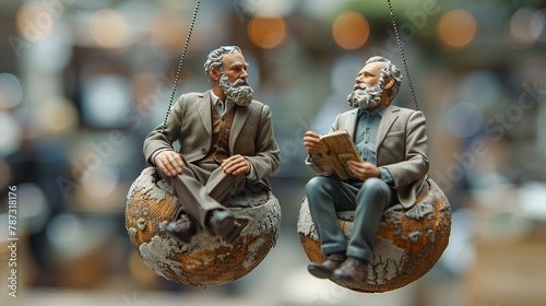 Elderly, Men, Bearded, Reading, Swinging, Relaxing, Leisure, Companionship, Friendship, Old age, Wisdom, Knowledge, Experience, Tranquil, Serene, Peaceful, Calm, Content, Comfortable, Rocking