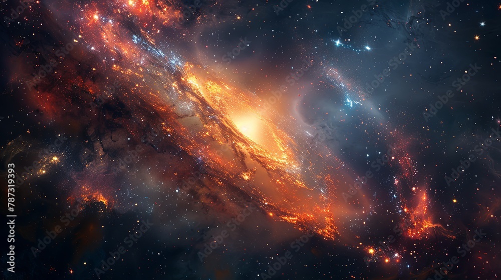 Naklejka premium A tranquil space scene with a vivid stars set against a nebulous backdrop.