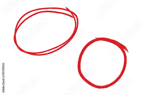 Set of hand drawn red circle, brush stroke vector highlighter