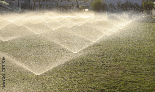 automatic water irrigation system for lawn © serikbaib