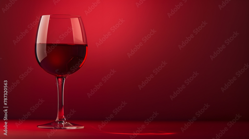 Glass of red wine on a red background : Generative AI Glass of red wine on a red background : Generative AI