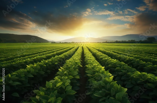 view of a field at dusk