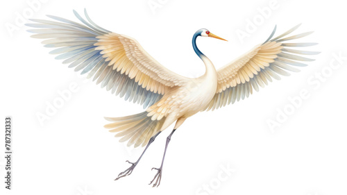 PNG Traditional chinese crane flying animal bird white background.