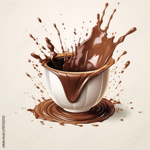 a cup with chocolate splashing out