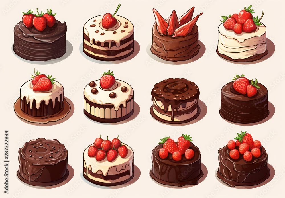 cakes decorated with fruit