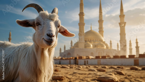 Goat Qurban Eid al adha mubarak festival islamic background, eid ul adha background, ai generated
