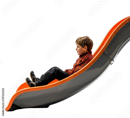A child sliding down a slide isolated on the transparent background PNG.