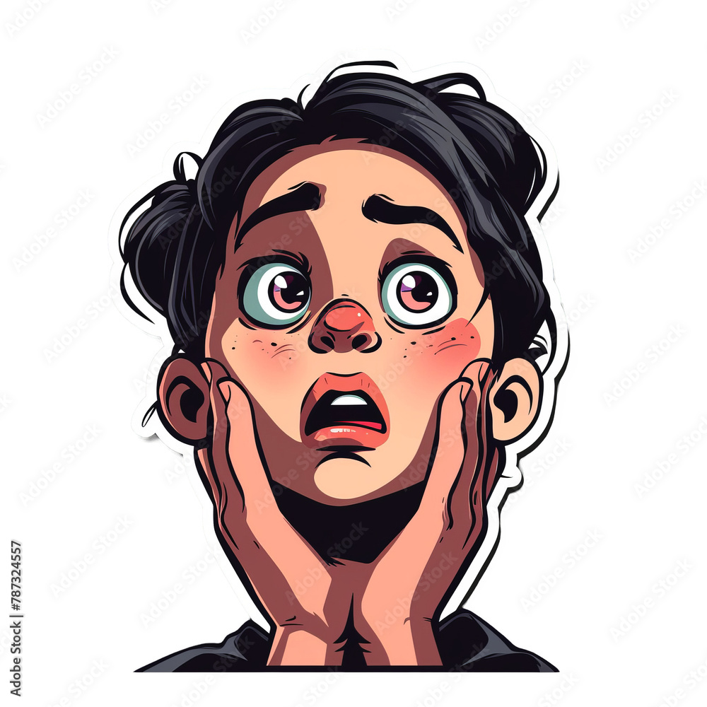a cartoon man with a surprised look on his face. transparent background png