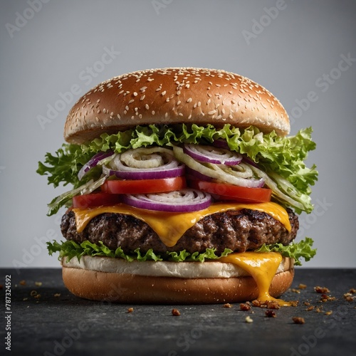 Deluxe burger with white background
