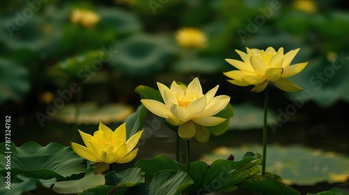 Beautiful lotus flower in the pond  Generative ai  