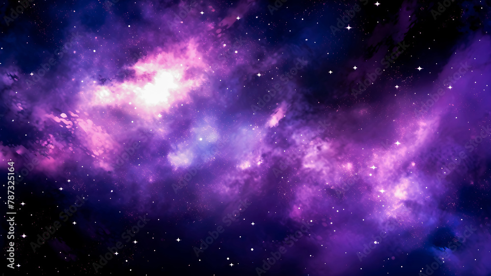 	神秘的な紫色の星雲と星々の宇宙景観