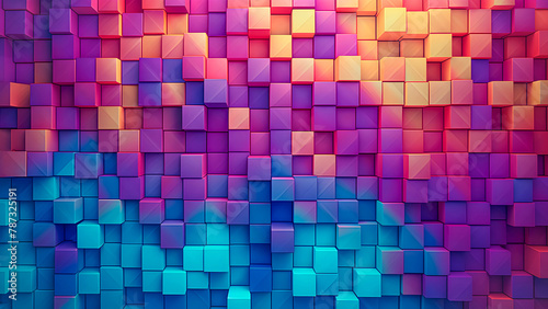 ビビットカラーの3Dキューブ抽象的背景 photo