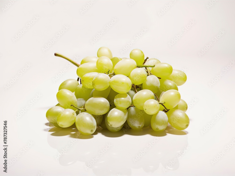 a bunch of ripe green grapes on a white background