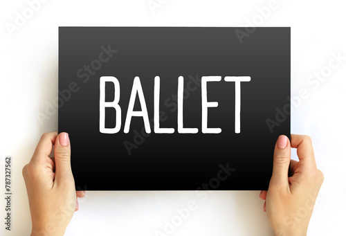 Ballet text on card, concept background