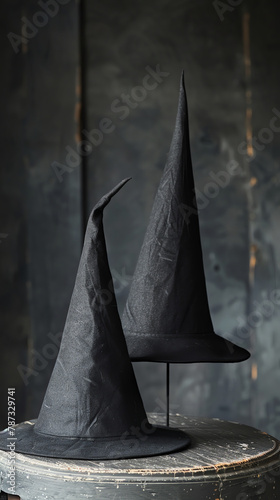 Tall Black Witch Hats with Bent Tips
