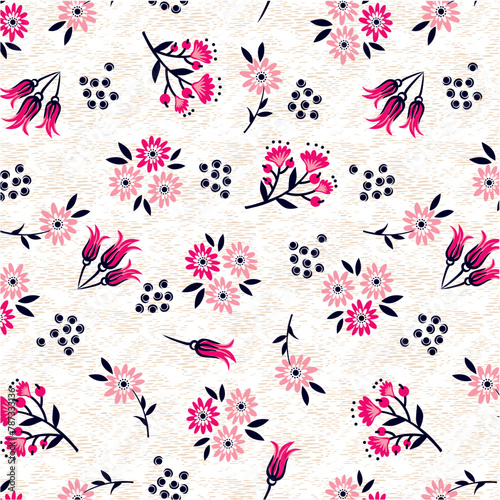 Daisy flowers and buds with melange background