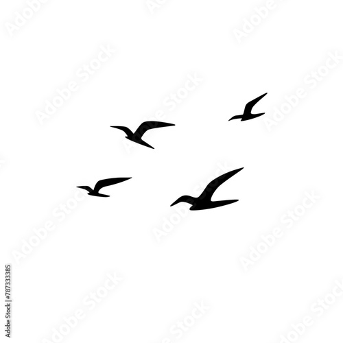 Black Flying Seagull Silhouette